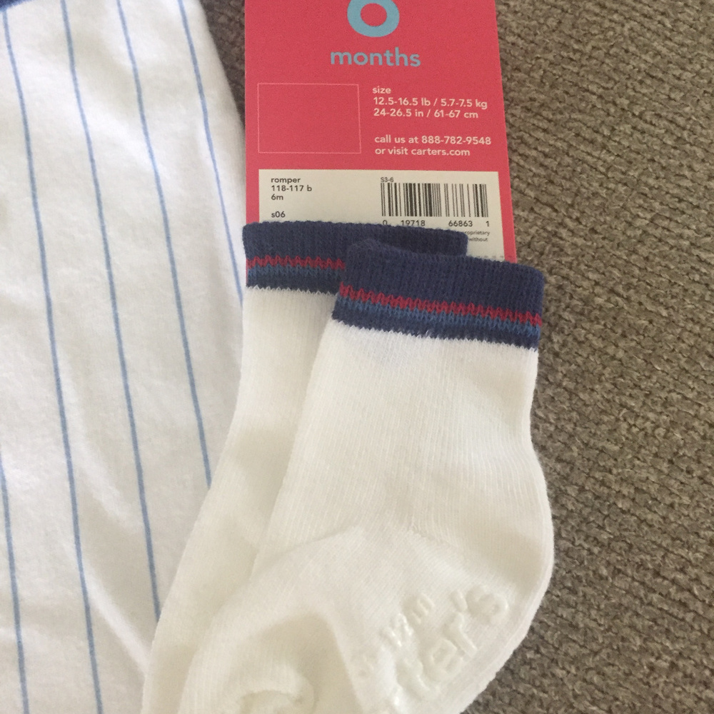 Carter's Little Rookie Romper/Matching Socks - Picture 3 of 3